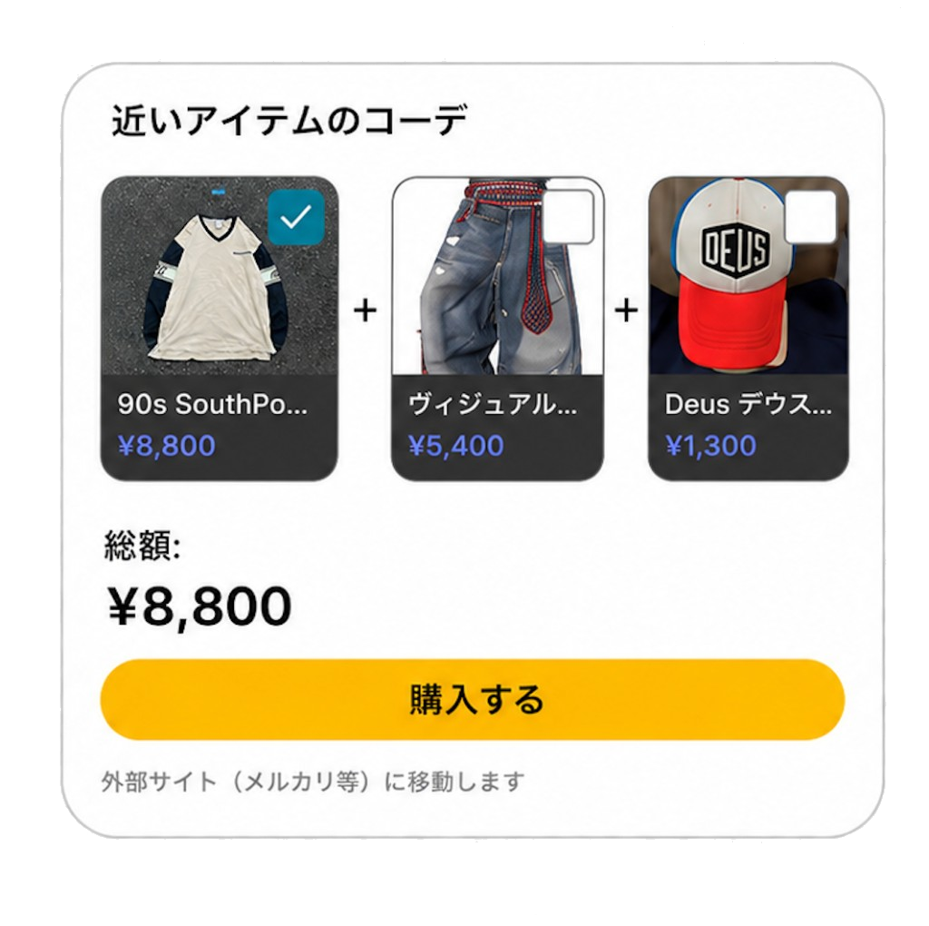 探して、そのまま買える画面